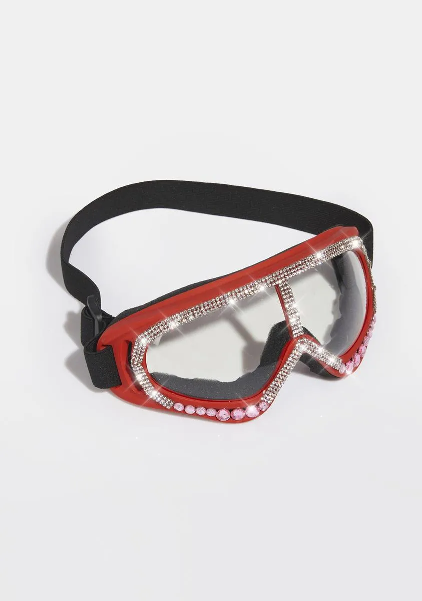 Scarlet Snow Vision Rhinestone Goggles-