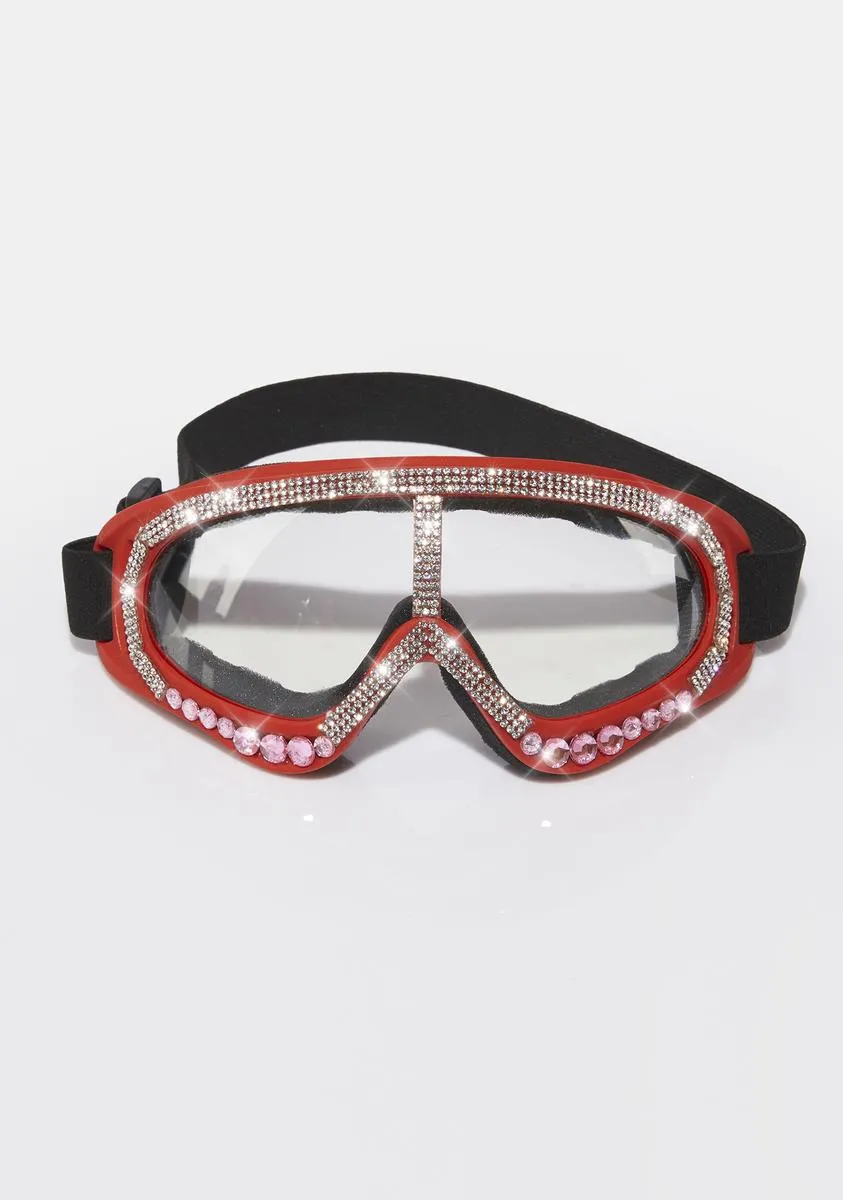 Scarlet Snow Vision Rhinestone Goggles-