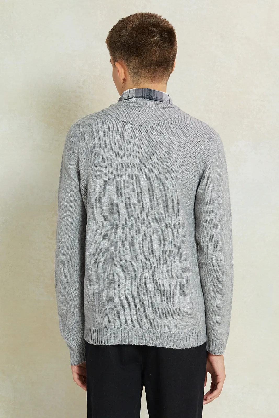 Senior Boys Grey Collared Pullover