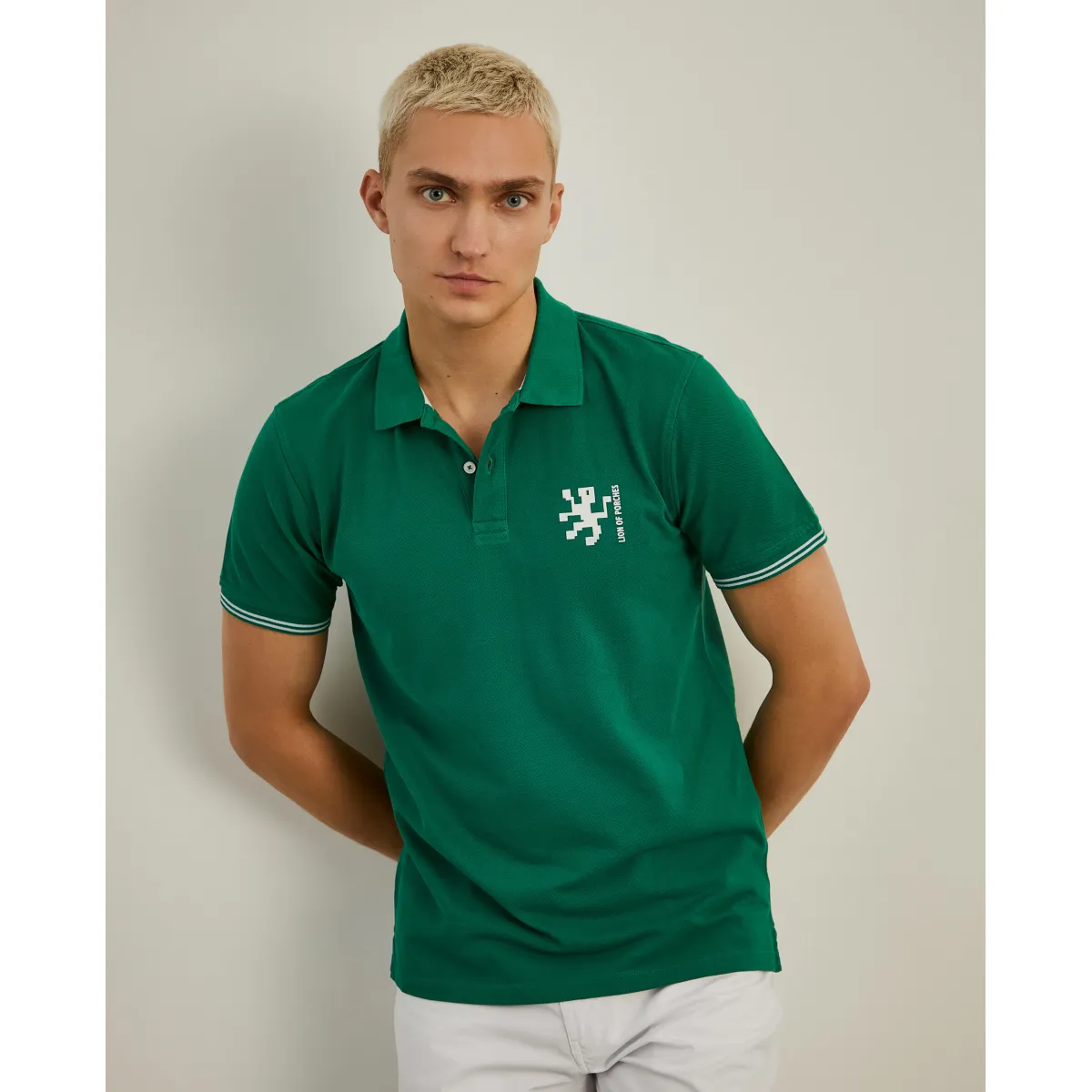 Slim fit cotton piqué polo