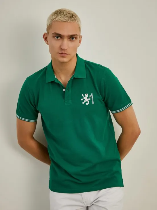 Slim fit cotton piqué polo