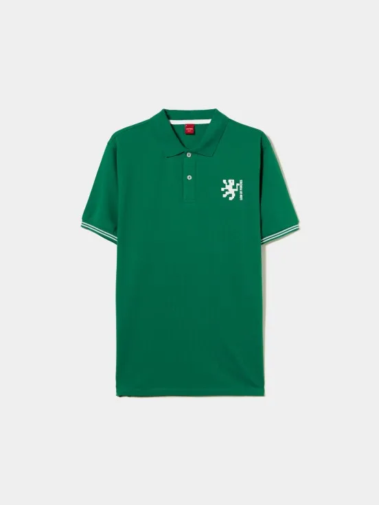 Slim fit cotton piqué polo