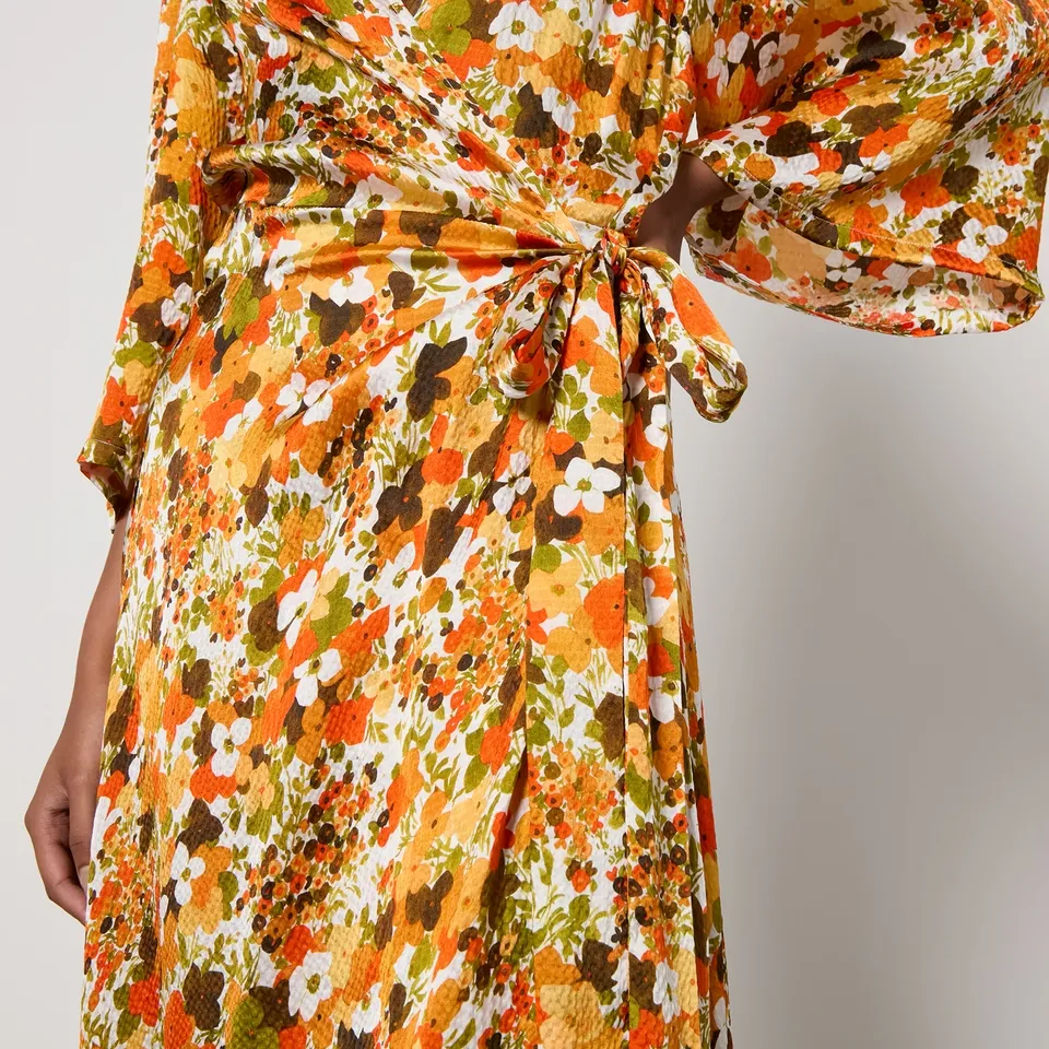 Stella Nova Floral-Print Puckered Silk Wrap Dress - DK 40/UK 14 | Coggles