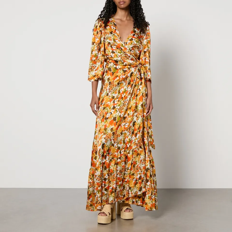 Stella Nova Floral-Print Puckered Silk Wrap Dress - DK 40/UK 14 | Coggles