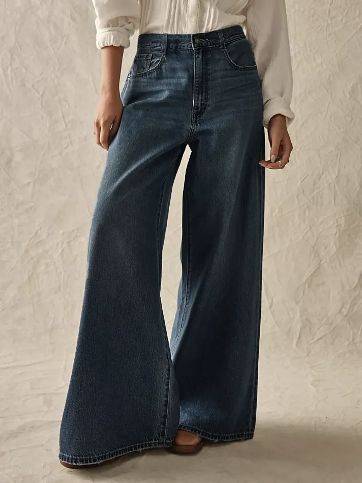 Straight Jeans For Women Vintage High Rise Wide Leg Bottoms 2025