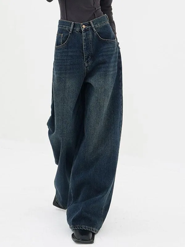 Straight Jeans For Women Vintage High Rise Wide Leg Bottoms 2025