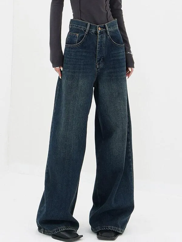 Straight Jeans For Women Vintage High Rise Wide Leg Bottoms 2025