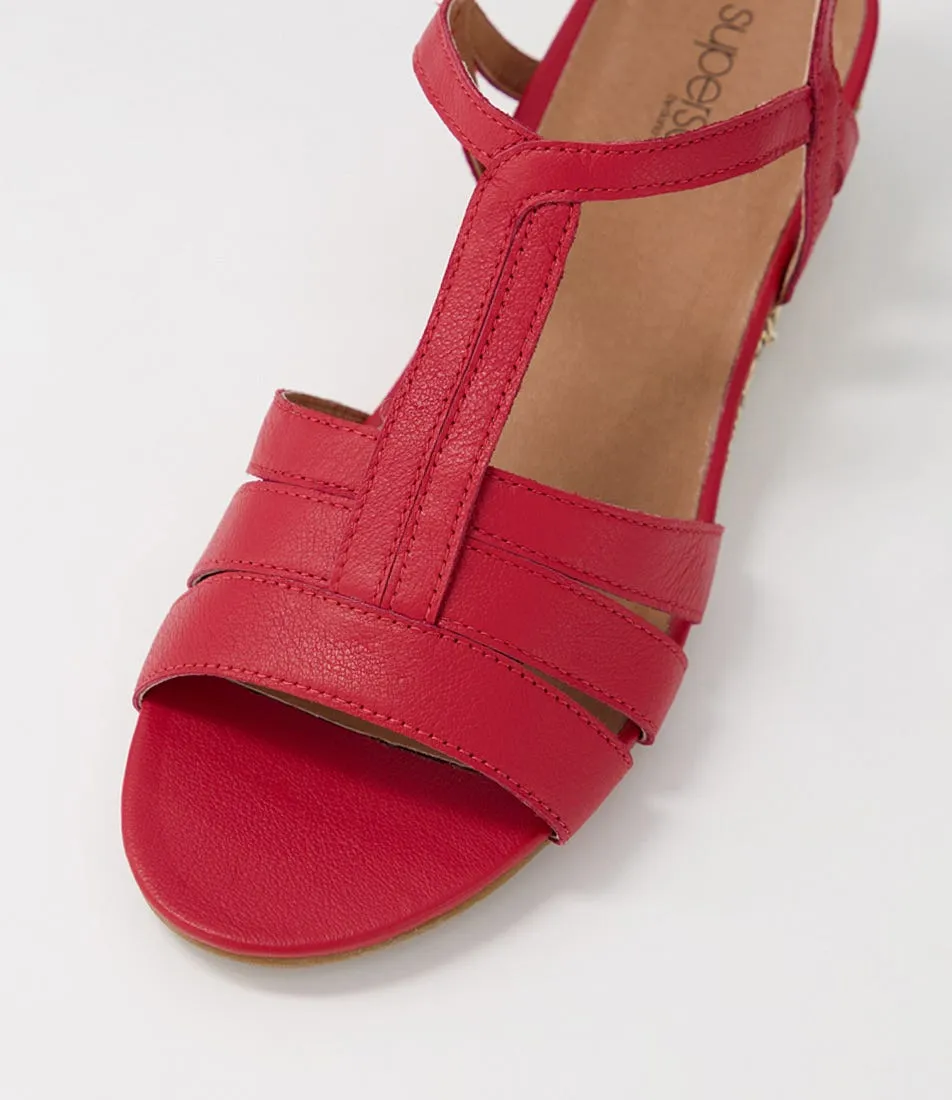 SUPERSOFT Graccie Red Leather Syn Raffia Sandals