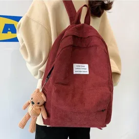 Teddy Bear Corduroy School Backpack