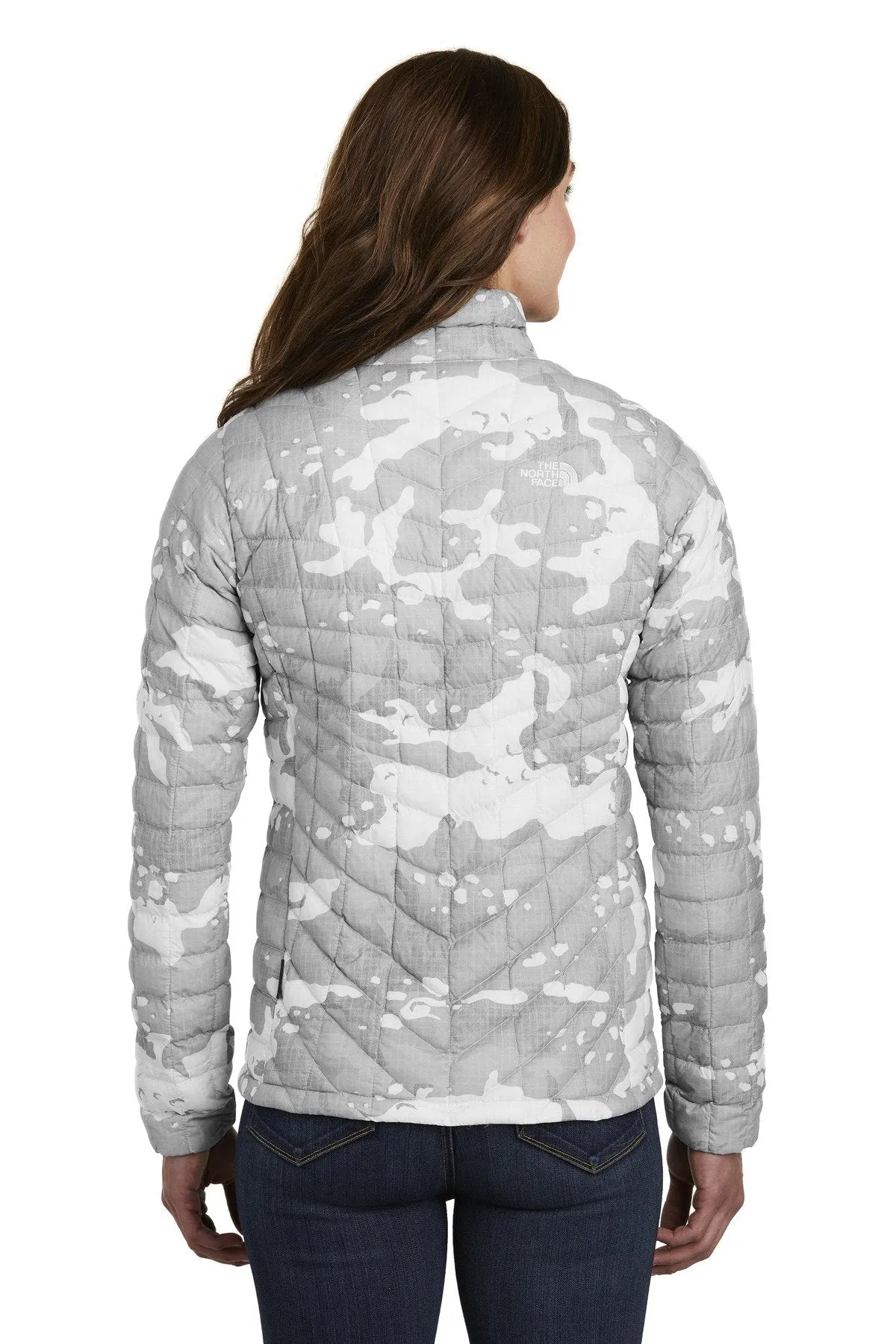 The North Face Ladies ThermoBall Trekker Jacket NF0A3LHK TNF White Woodchip Print