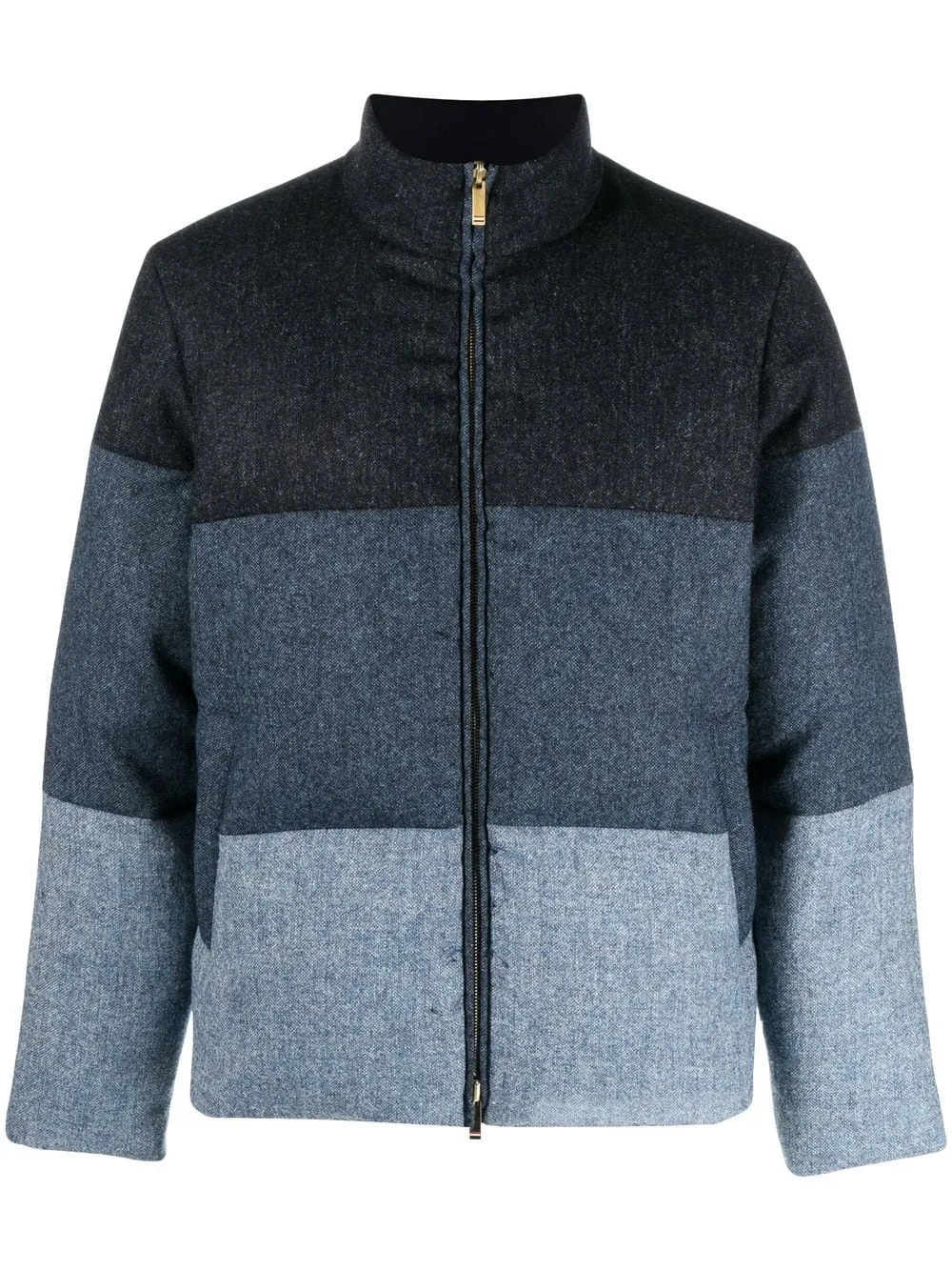 Thom Browne Colour Block Panel Padded Jacket Navy | Luxury and style at your fingertips