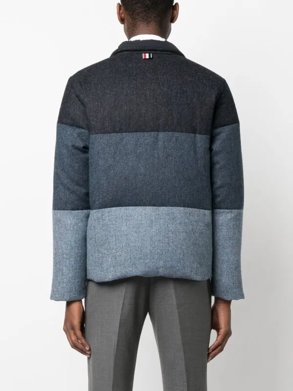 Thom Browne Colour Block Panel Padded Jacket Navy | Luxury and style at your fingertips