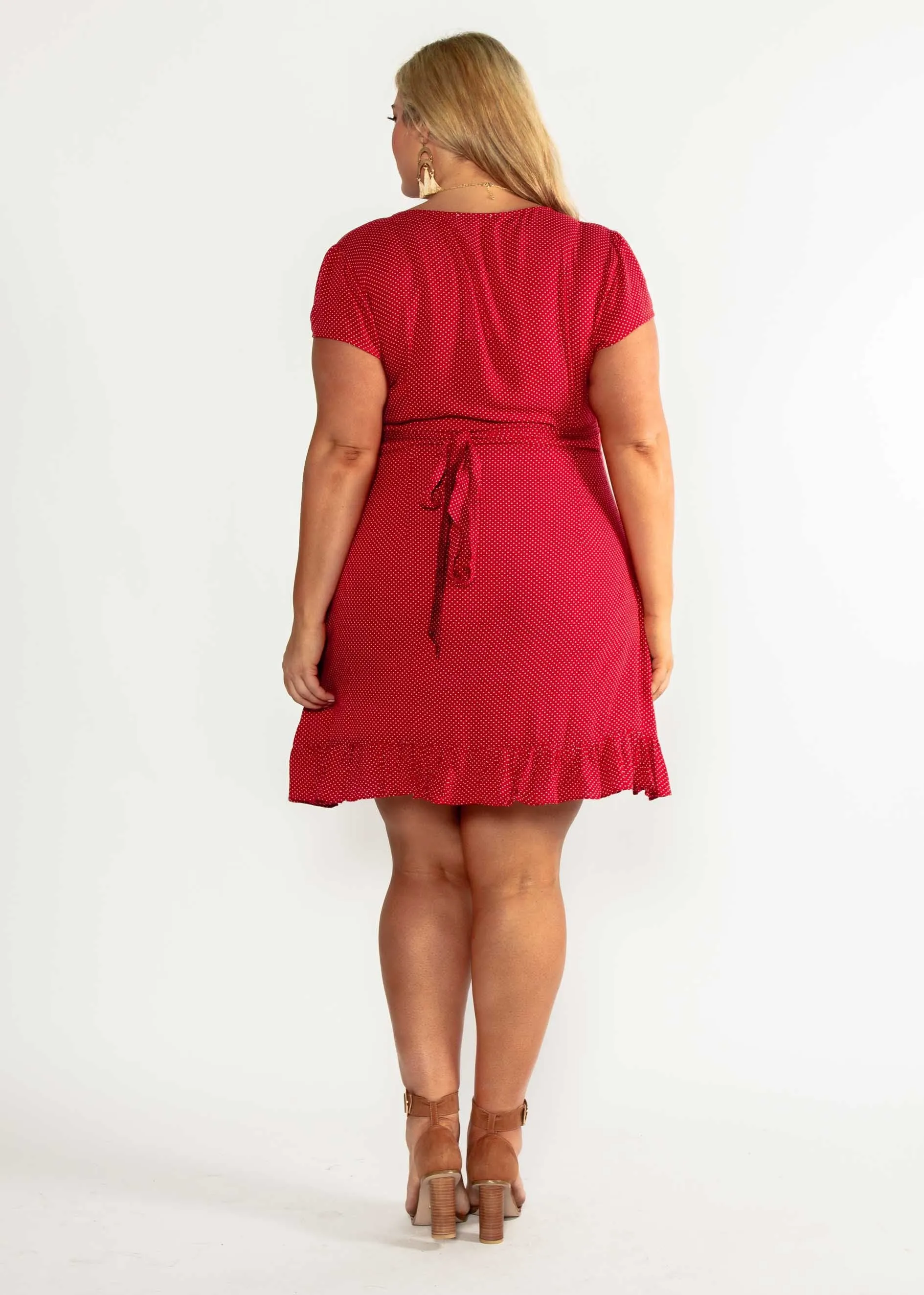 Til Dusk Wrap Dress - Red Polka