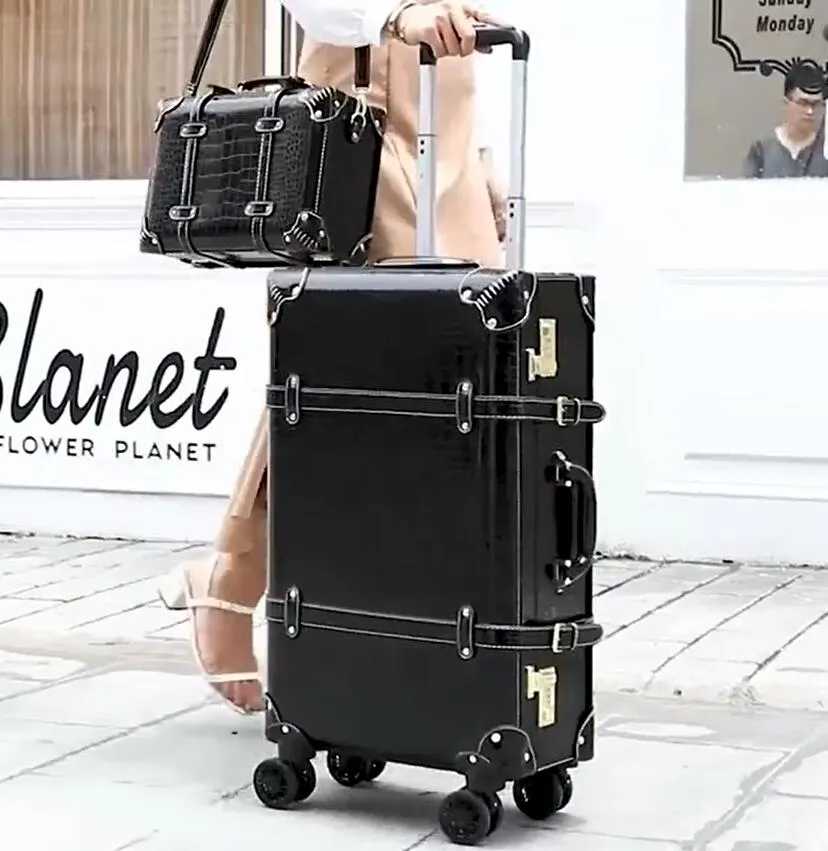 Unisex 22 24 26 Inch Spinner Double Wheels Rolling Luggage Suitcase