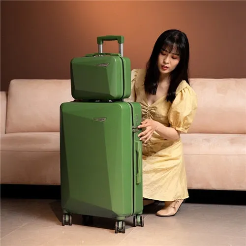 Unisex ABS PC Retro Innovative Spinner Rolling Luggage Suitcase Set