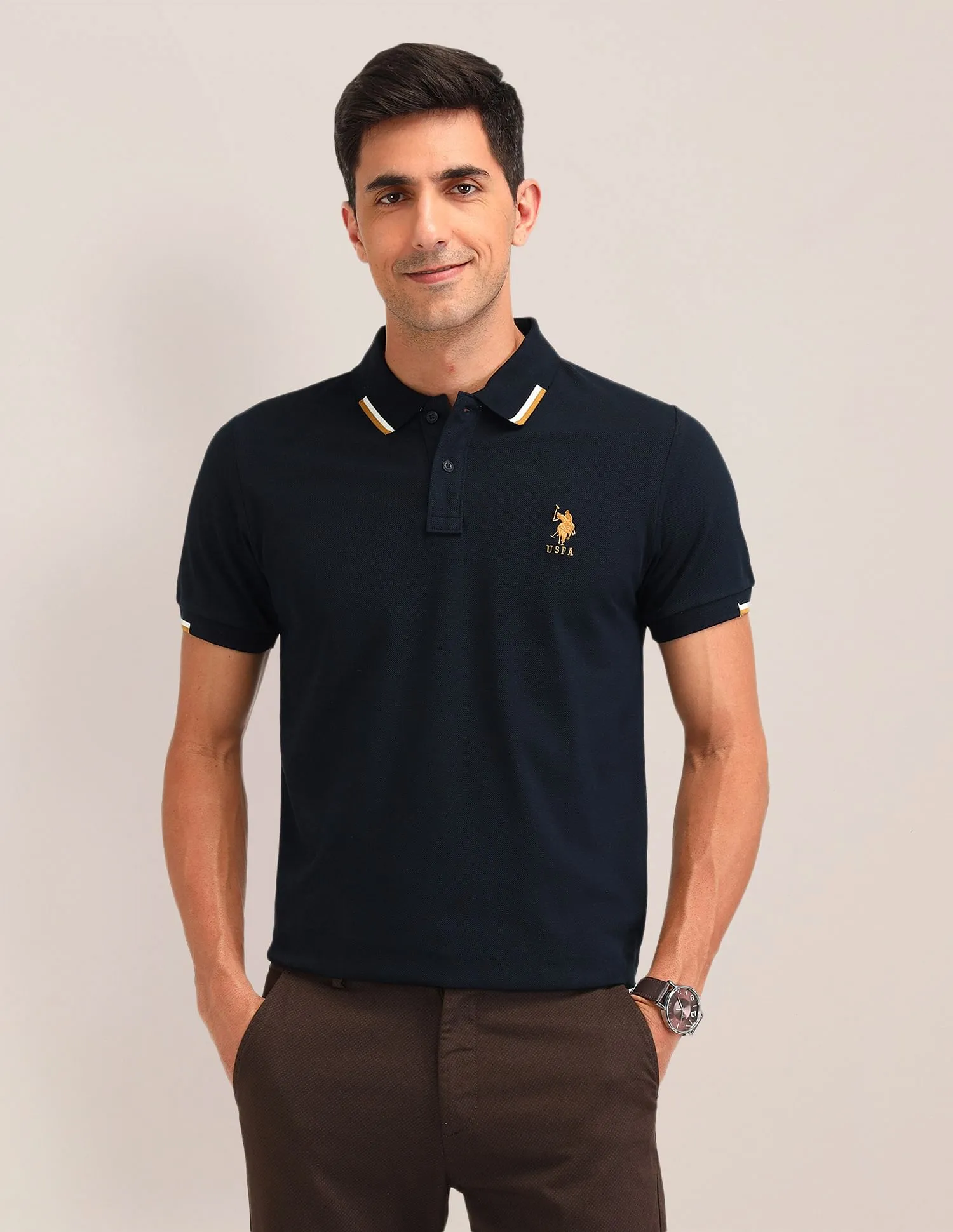 U.S. Polo Assn. Brand Printed Slim Fit Polo Shirt