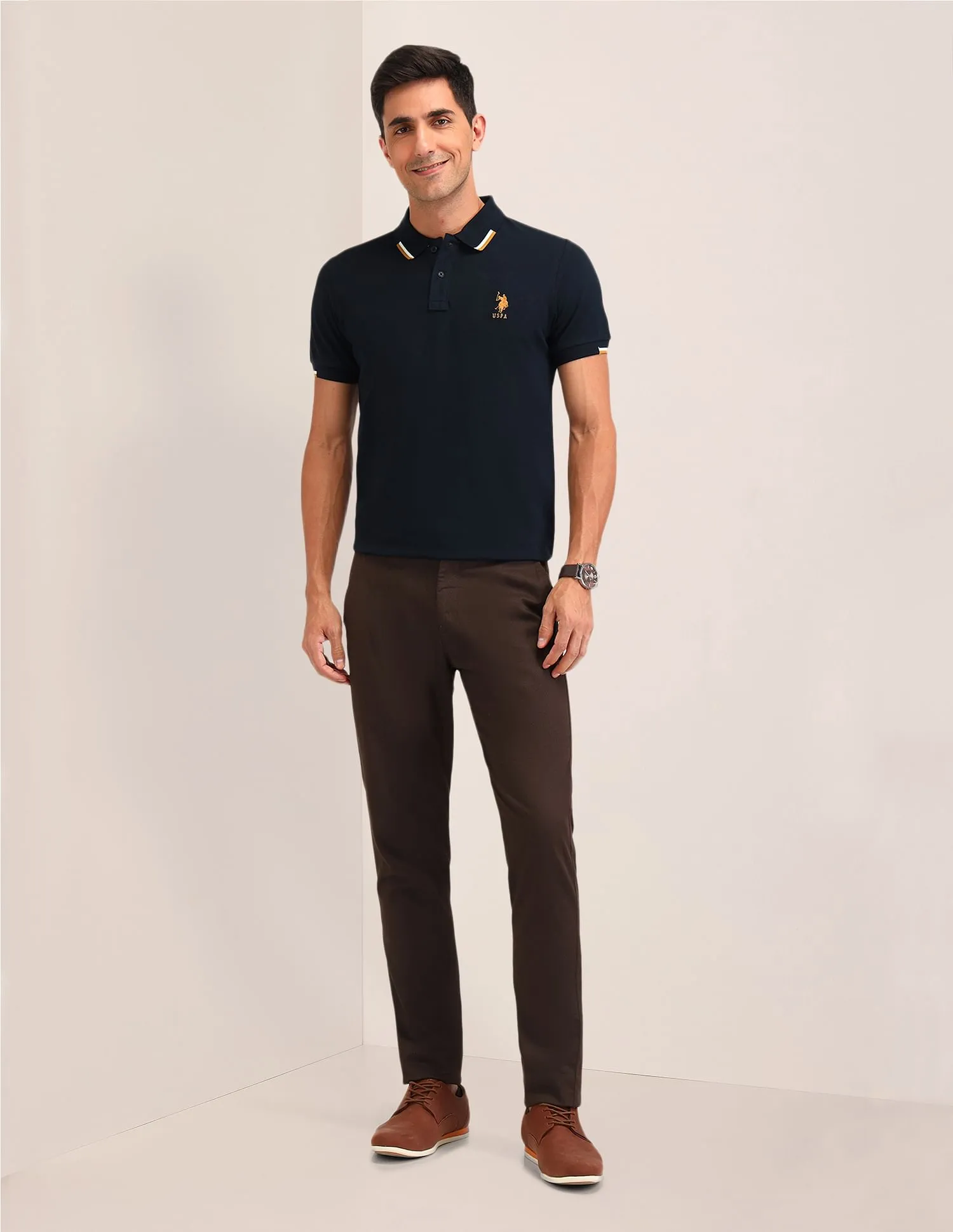 U.S. Polo Assn. Brand Printed Slim Fit Polo Shirt