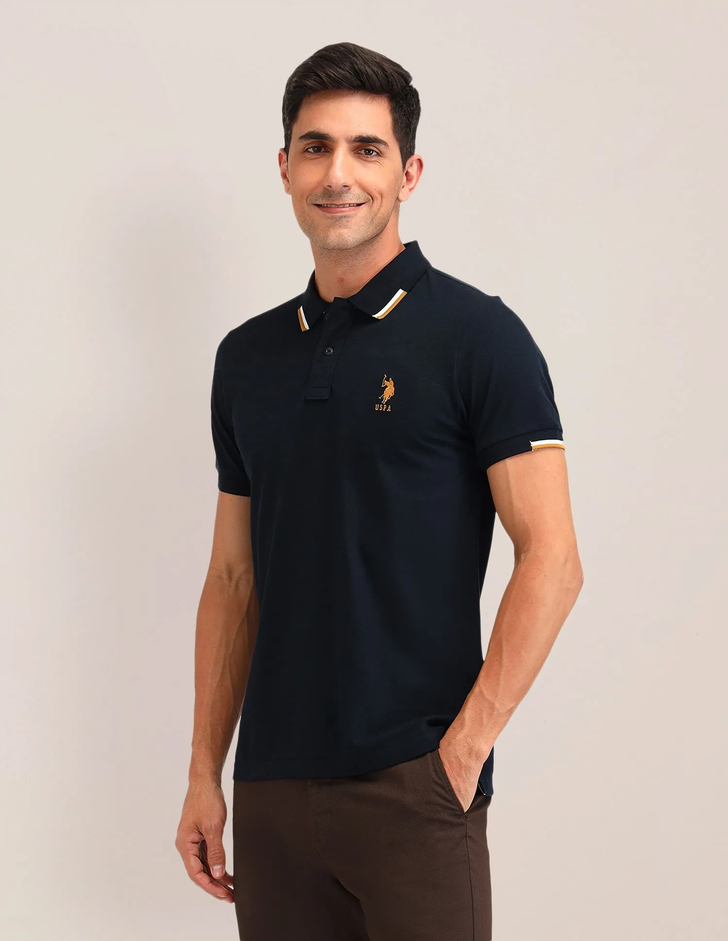 U.S. Polo Assn. Brand Printed Slim Fit Polo Shirt