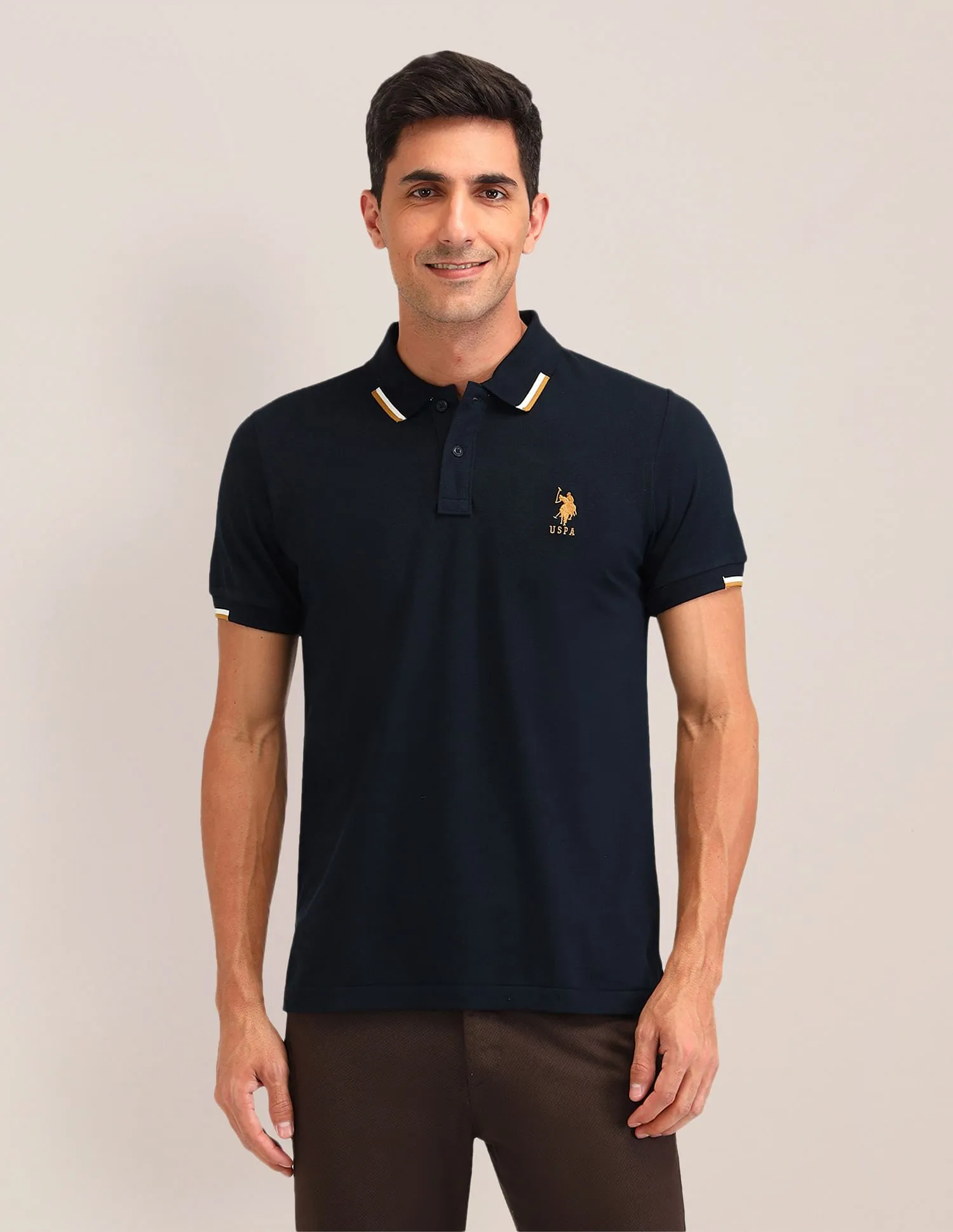 U.S. Polo Assn. Brand Printed Slim Fit Polo Shirt