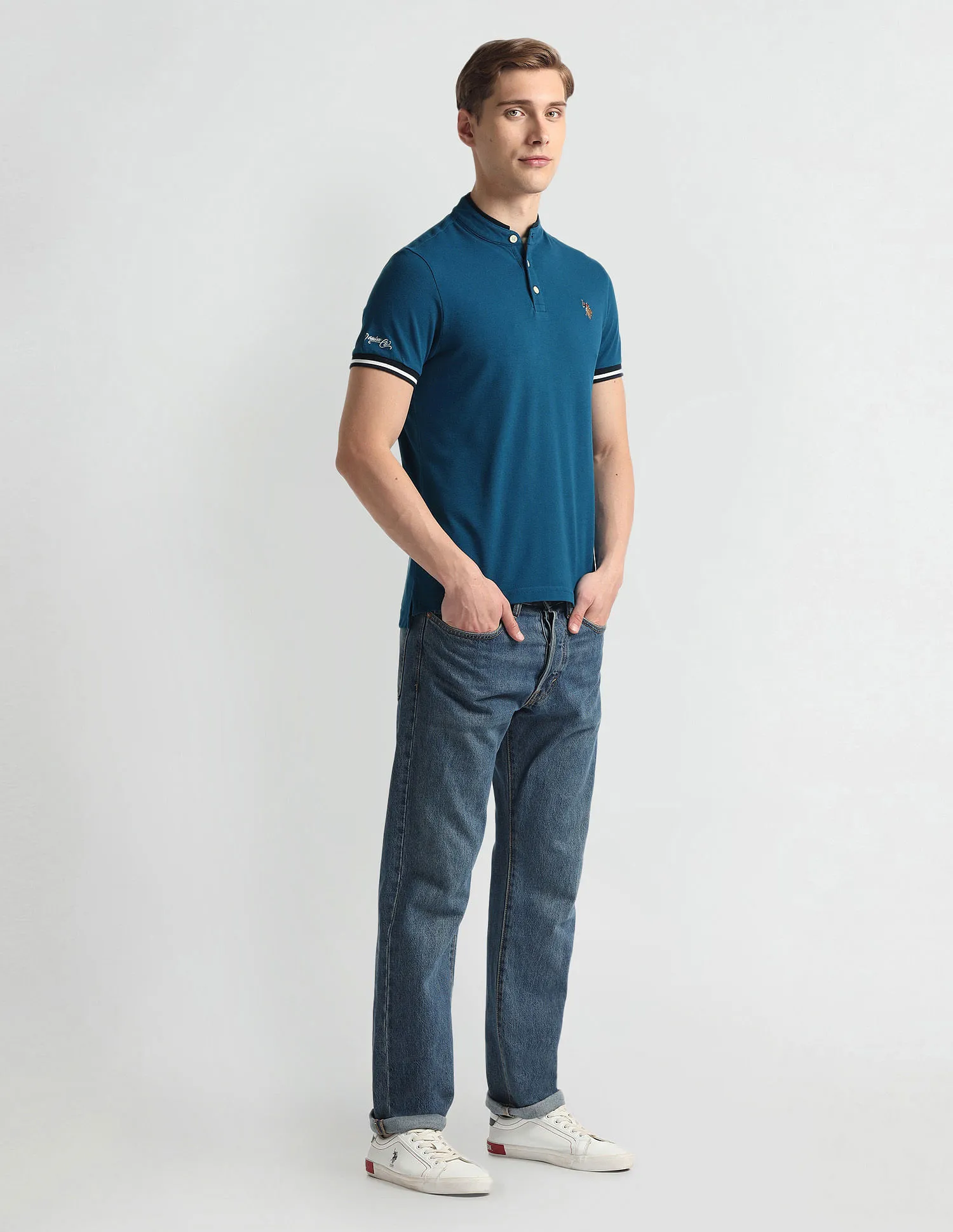 U.S. Polo Assn. Denim Co. Solid Muscle Fit Polo Shirt