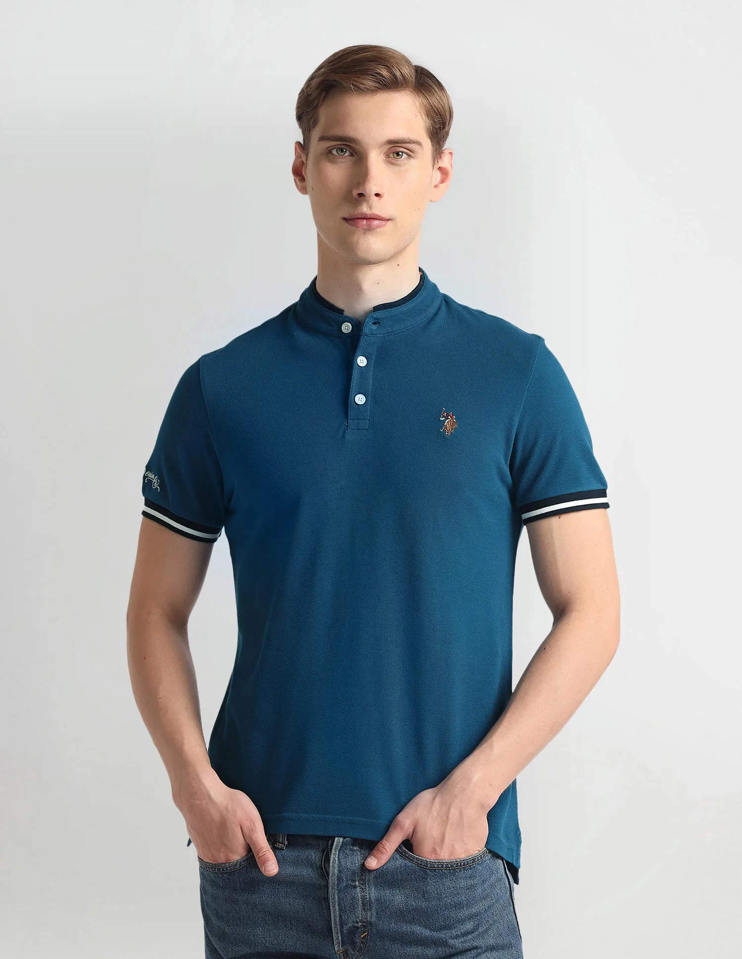 U.S. Polo Assn. Denim Co. Solid Muscle Fit Polo Shirt