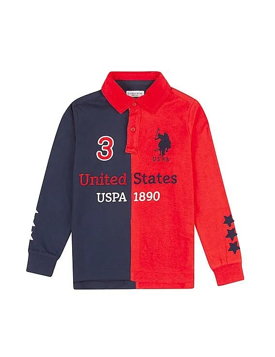 U.S. Polo Assn. Kids Boys Colour Blocked Applique Polo Shirt