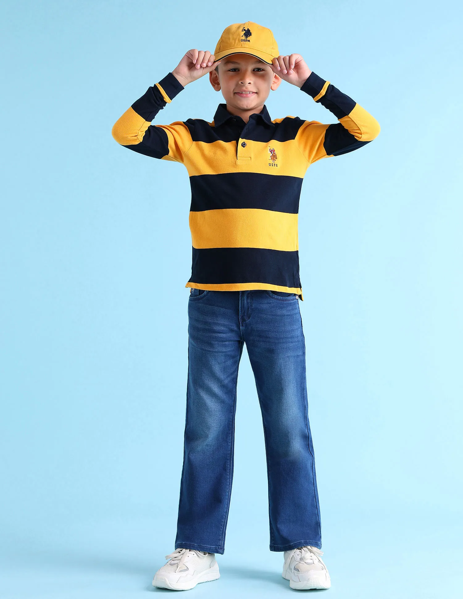 U.S. Polo Assn. Kids Boys Horizontal Striped Regular Polo Shirt