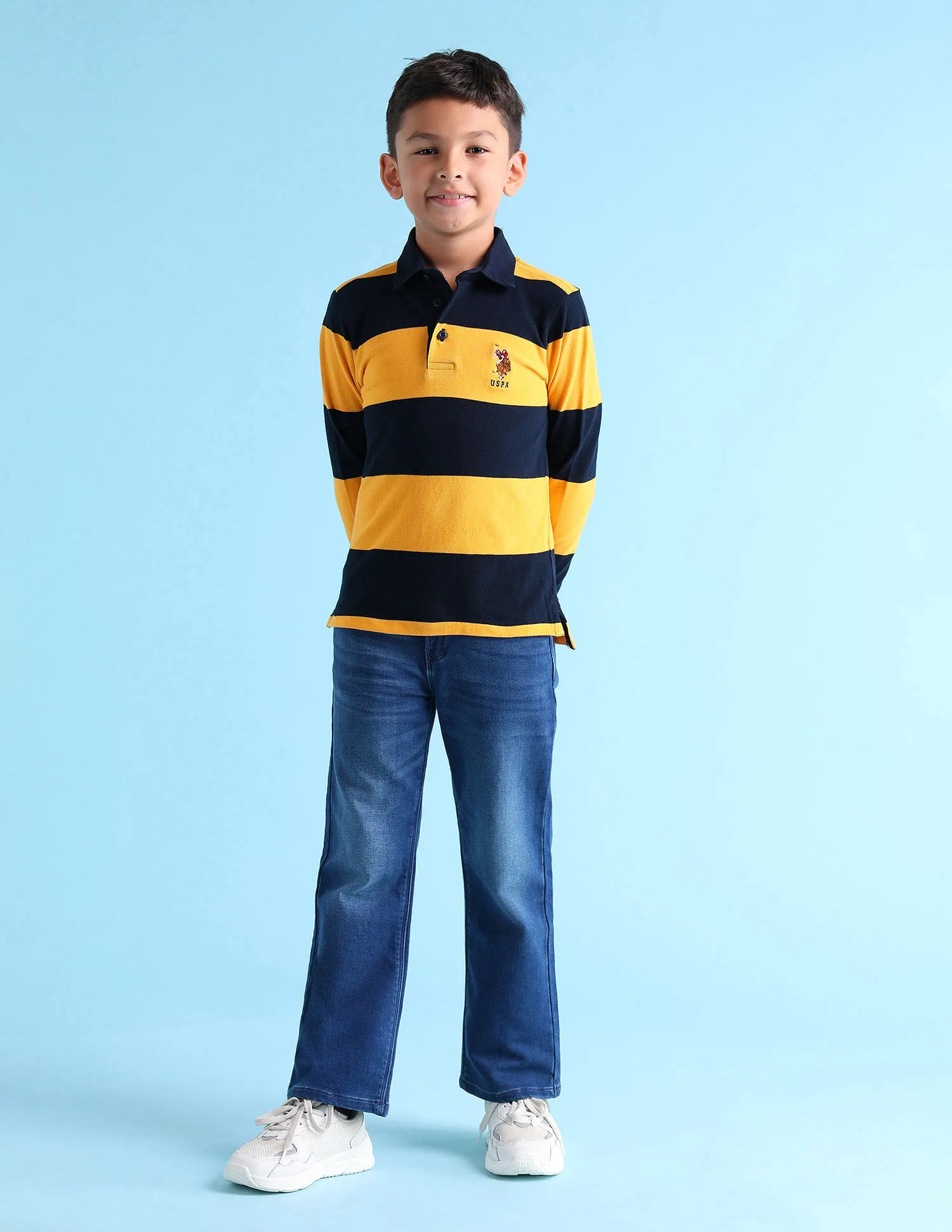 U.S. Polo Assn. Kids Boys Horizontal Striped Regular Polo Shirt