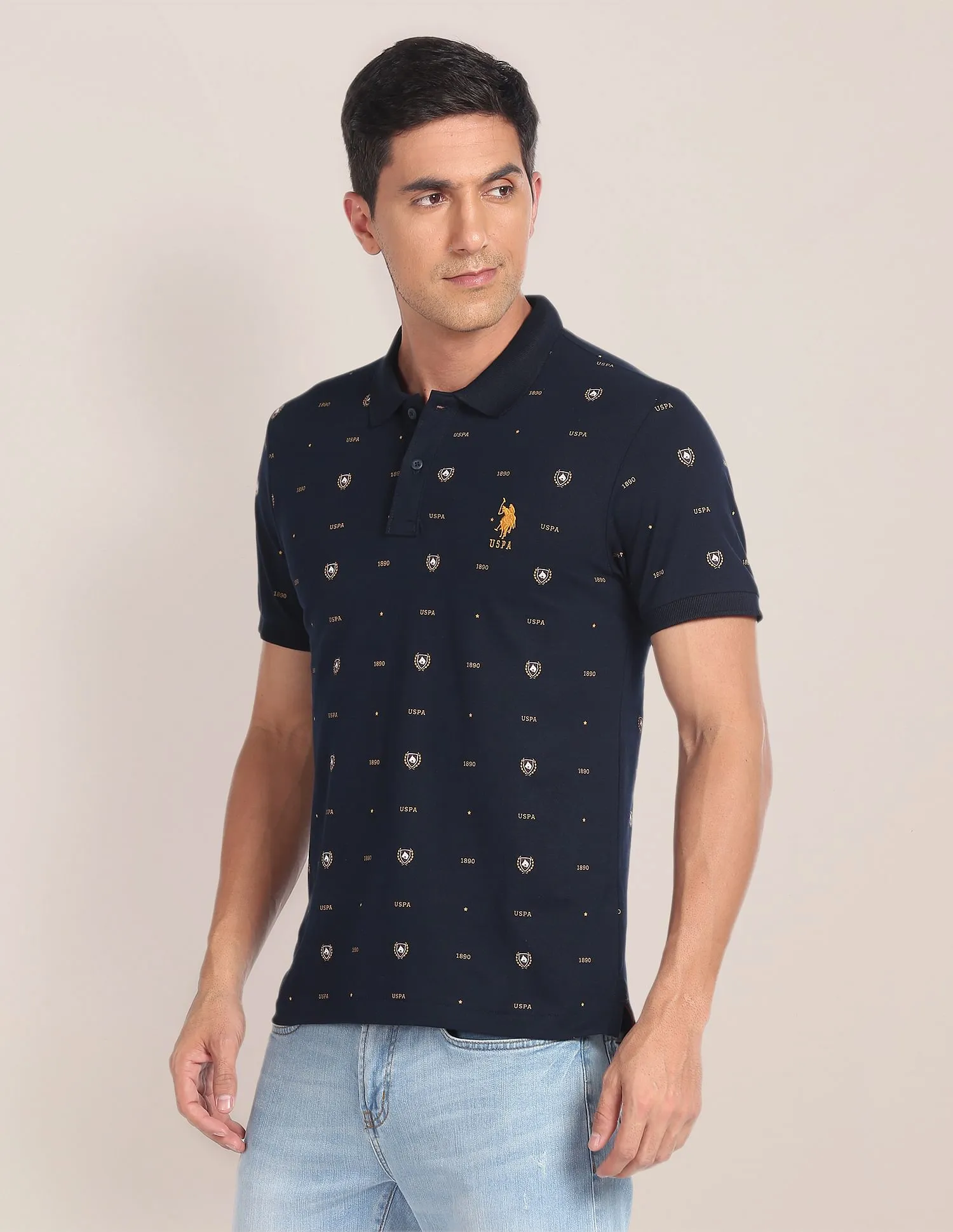 U.S. Polo Assn. Short Sleeve Brand Graphic Print Polo Shirt