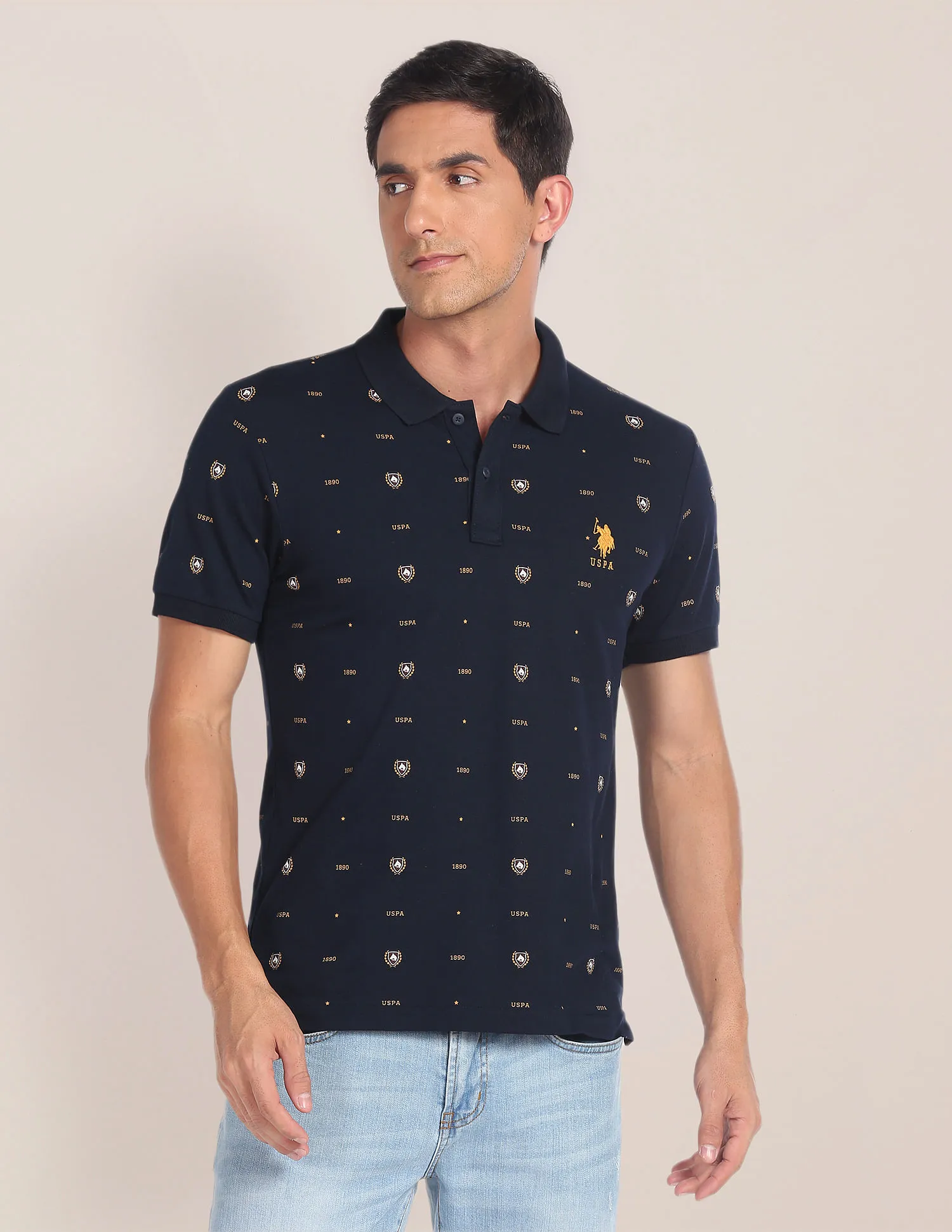 U.S. Polo Assn. Short Sleeve Brand Graphic Print Polo Shirt