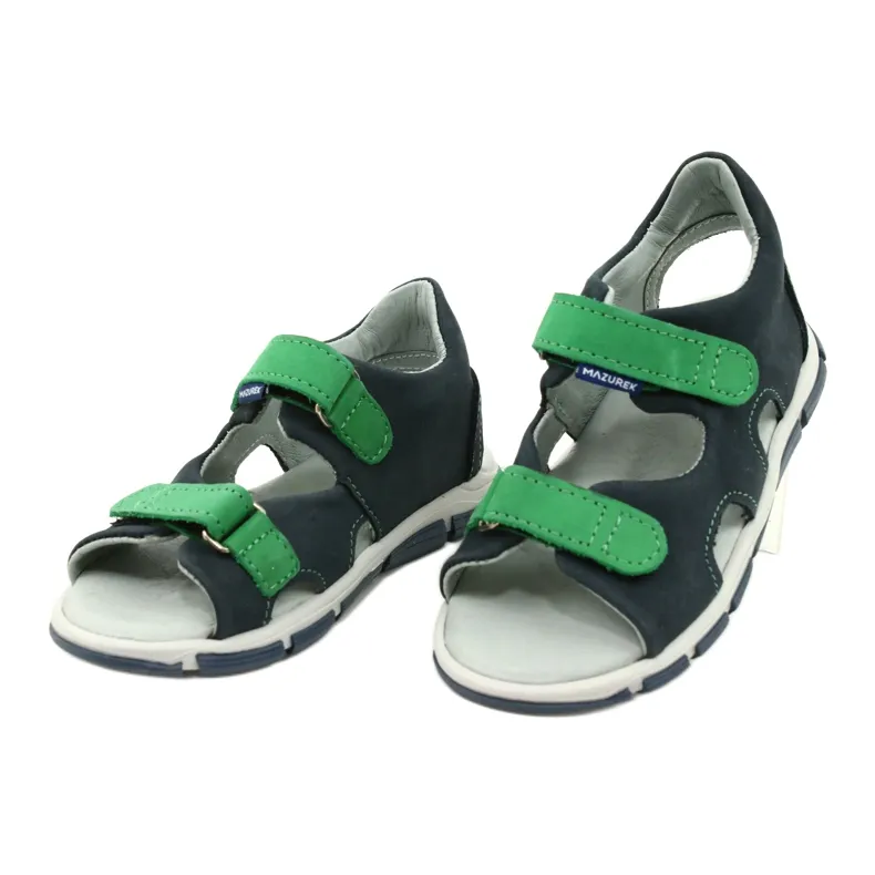 Velcro sandals Mazurek 314 navy blue green