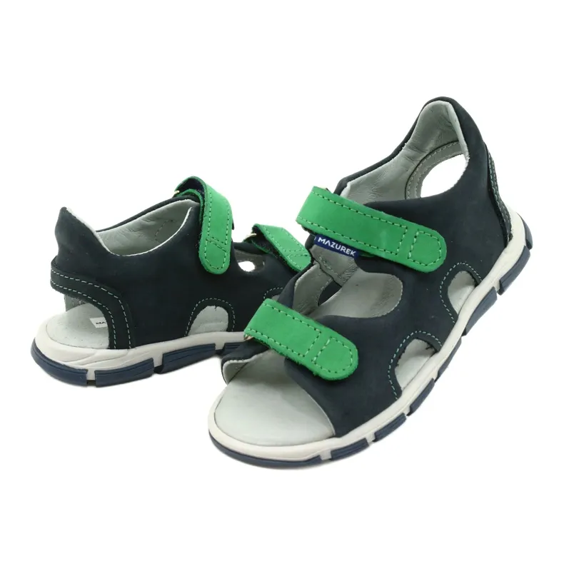 Velcro sandals Mazurek 314 navy blue green