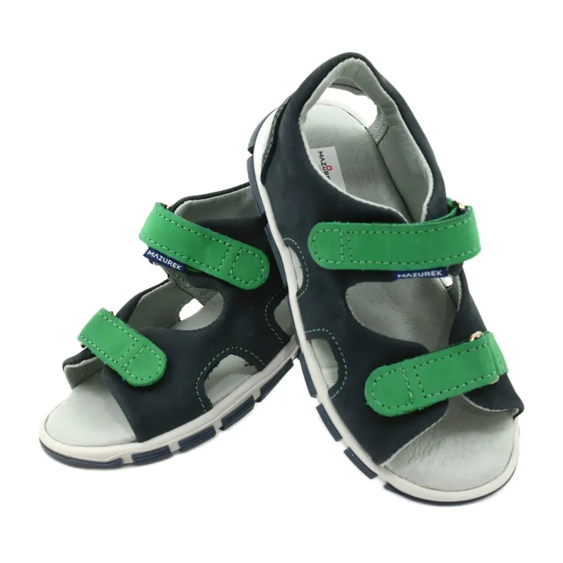 Velcro sandals Mazurek 314 navy blue green