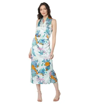 Vince Painted Bouquet Draped Pleat Wrap Dress