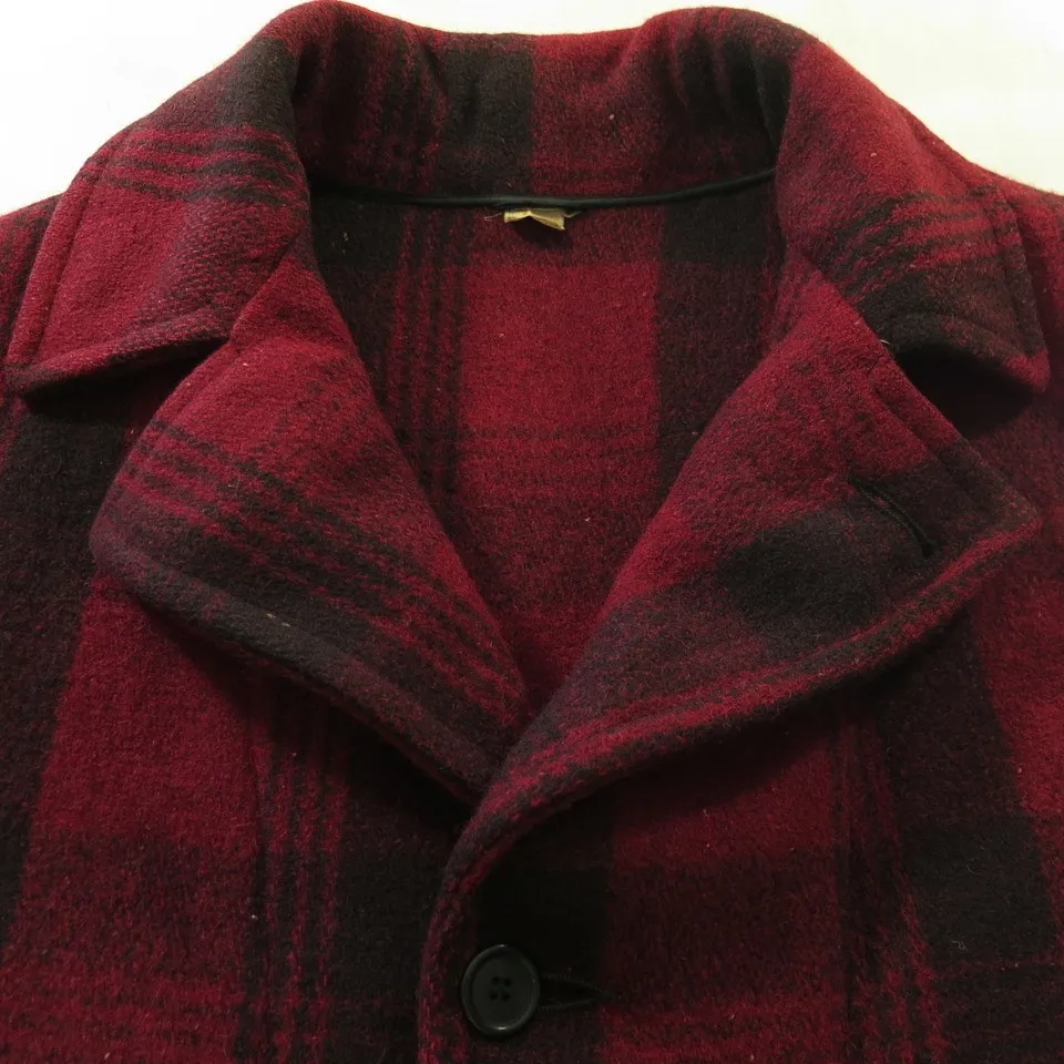 Vintage 40s Field Master Mackinaw Jacket XL 48 Wool Caped Yoke Hunting Plaid