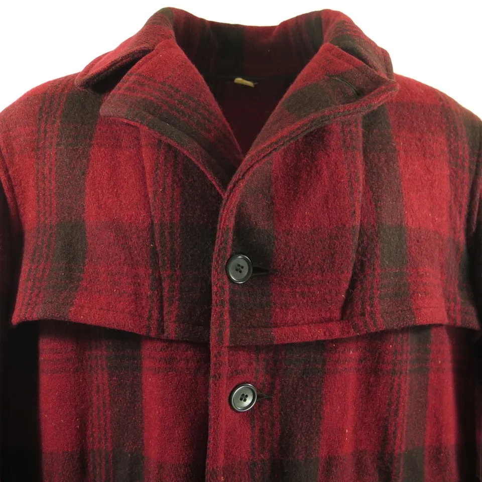 Vintage 40s Field Master Mackinaw Jacket XL 48 Wool Caped Yoke Hunting Plaid