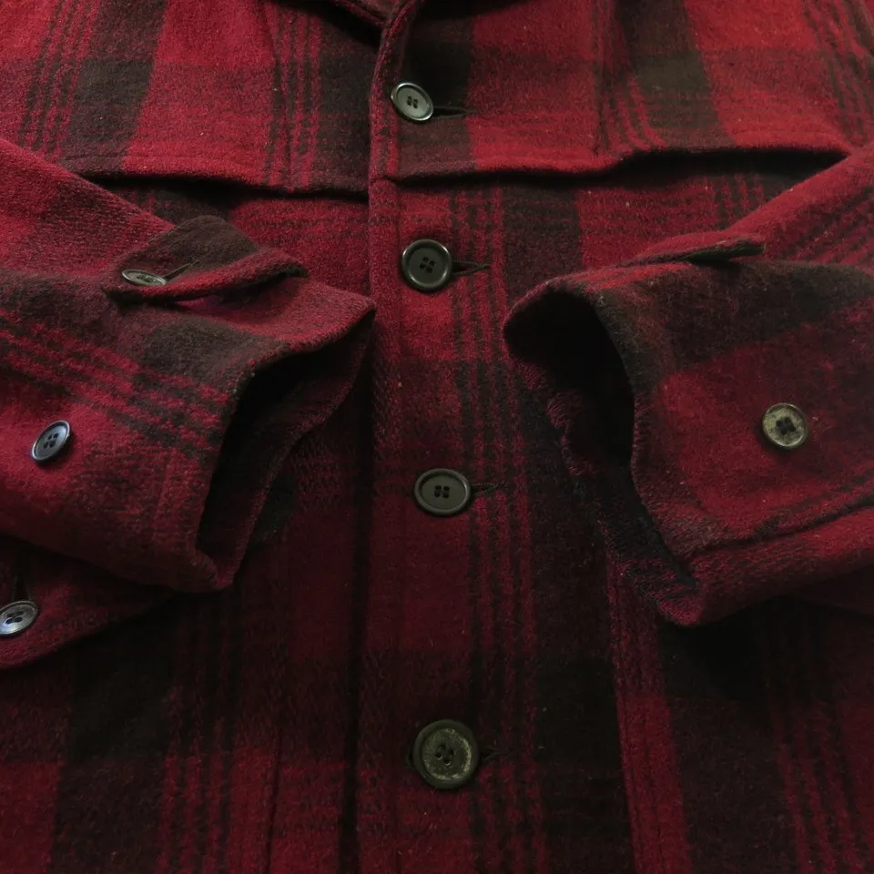 Vintage 40s Field Master Mackinaw Jacket XL 48 Wool Caped Yoke Hunting Plaid