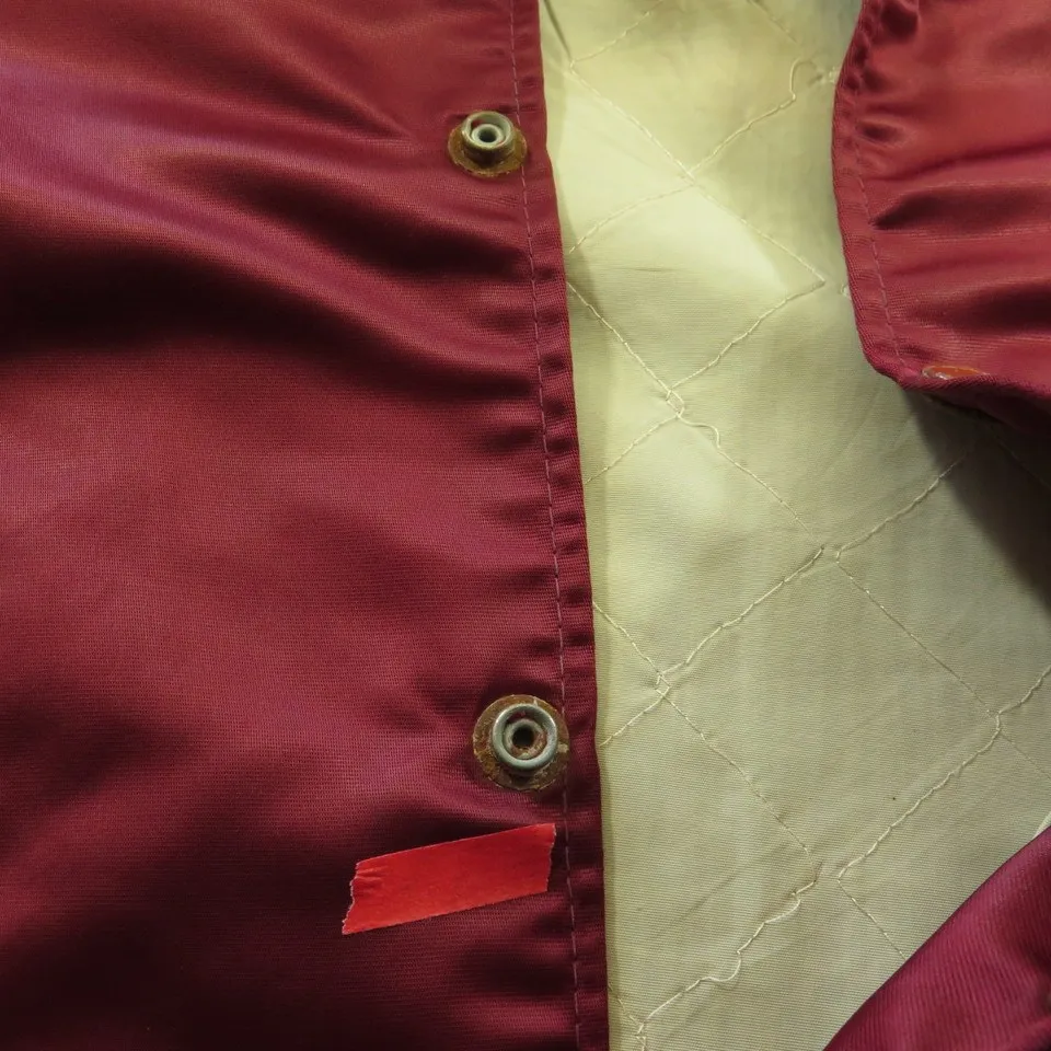 Vintage 60s Harvard Baseball Jacket Mens 44 Shiny Satin Red D Pockets