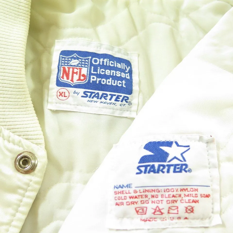 Vintage 80s Starter NFL Football New York Giants White Satin Jacket XL