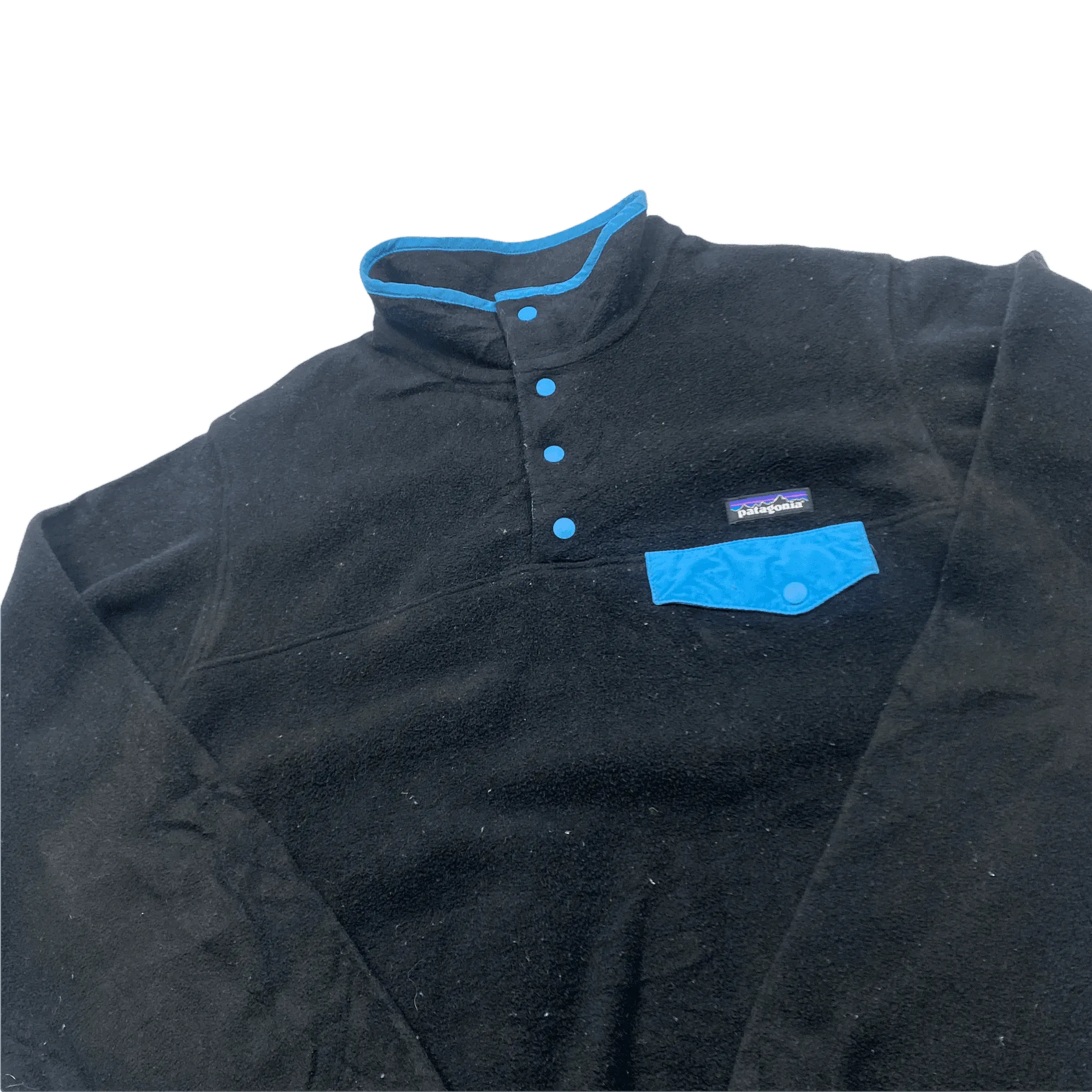 Vintage 90s Women's Black + Blue Patagonia Synchilla Fleece - Extra Large