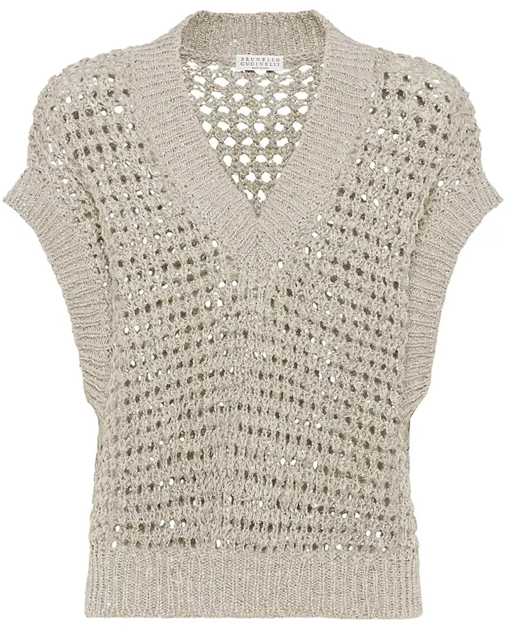 Wheat Diamond Net Knit Pullover