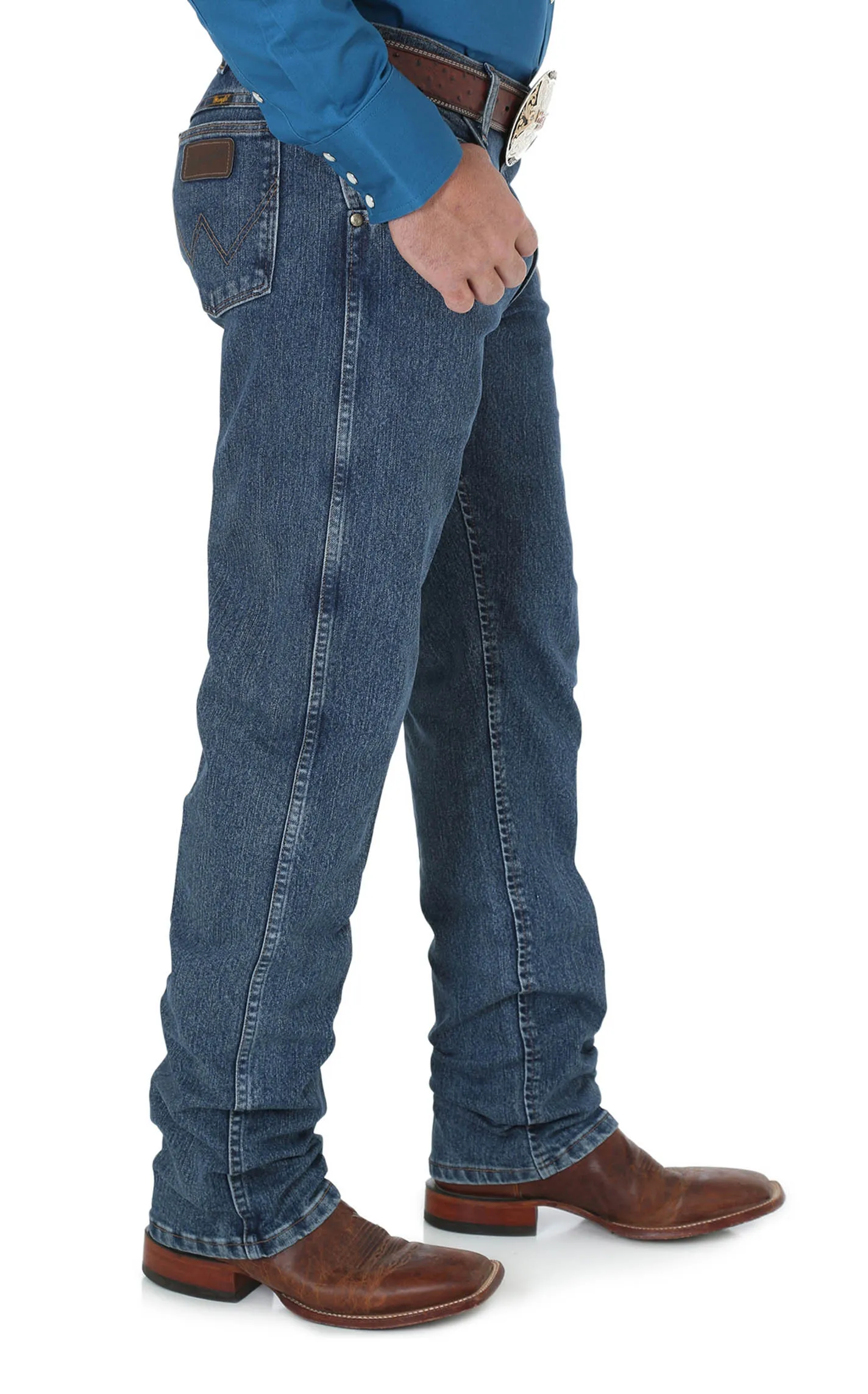 Wrangler Premium Performance Men's Mid Tint Stonewash Cowboy Cut Advanced Comfort Jeans - Big