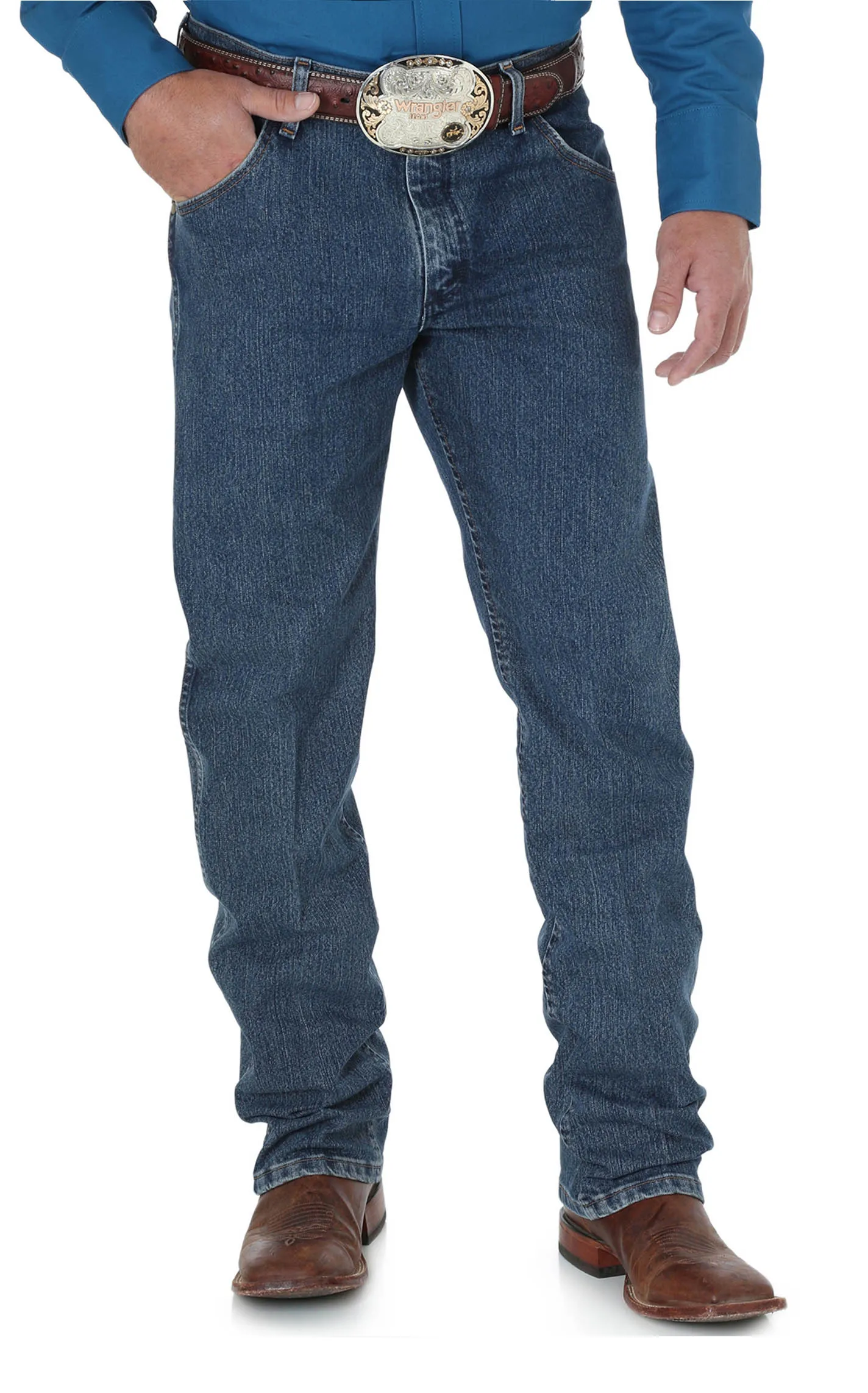 Wrangler Premium Performance Men's Mid Tint Stonewash Cowboy Cut Advanced Comfort Jeans - Big