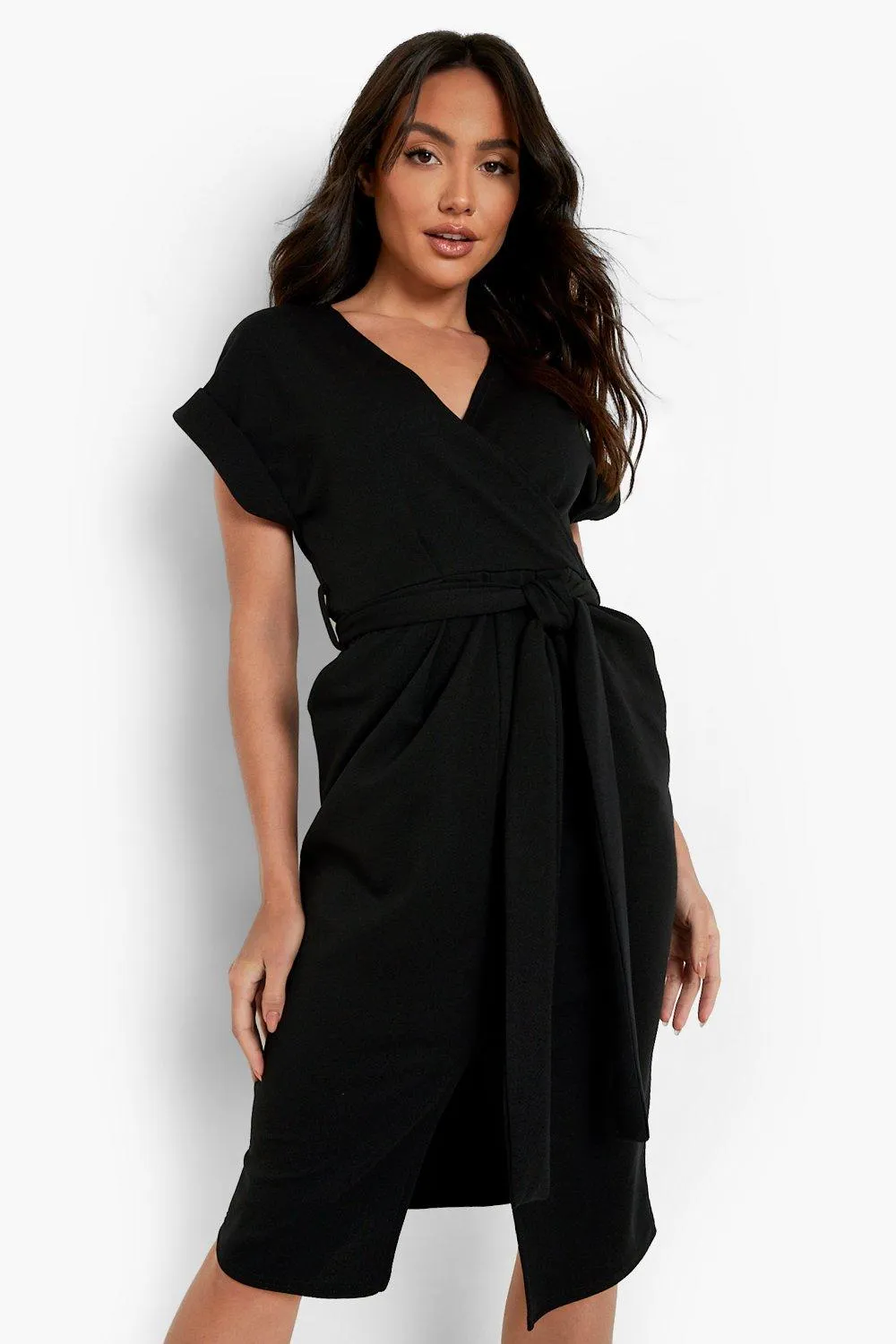 Wrap Belted Midi Dress