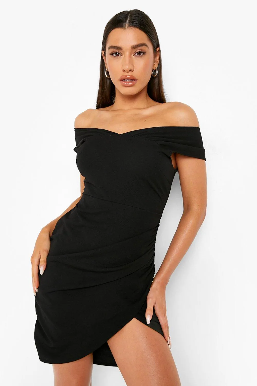 Wrap Off The Shoulder Mini Dress