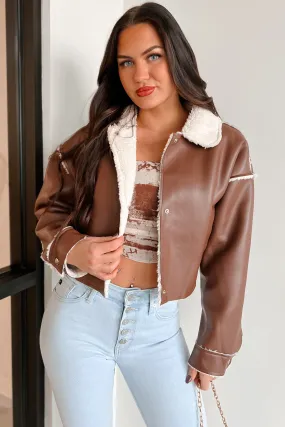 Zayna Faux Leather Jacket (Brown)